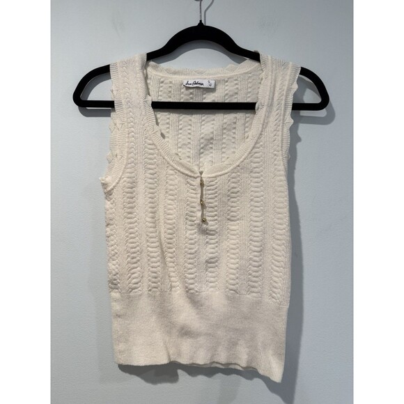 Sam Edelman Knit Vest Top Women Small Cottage Soft Stretch Coquette Prairie - Picture 1 of 5